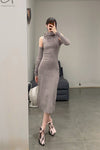 marc le bihan turtleneck dress 21962 E23 granit granite